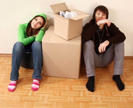 Organised boxes and furniture for a Bermondsey flat move