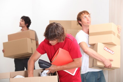 Packing and transporting office equipment during a Bermondsey business move