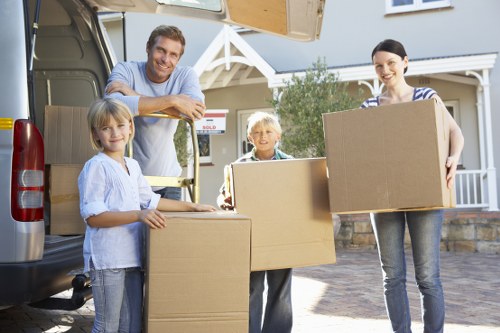 Recycling boxes and household items prepared for reuse