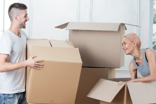Packed moving boxes and furniture ready for a Bermondsey relocation